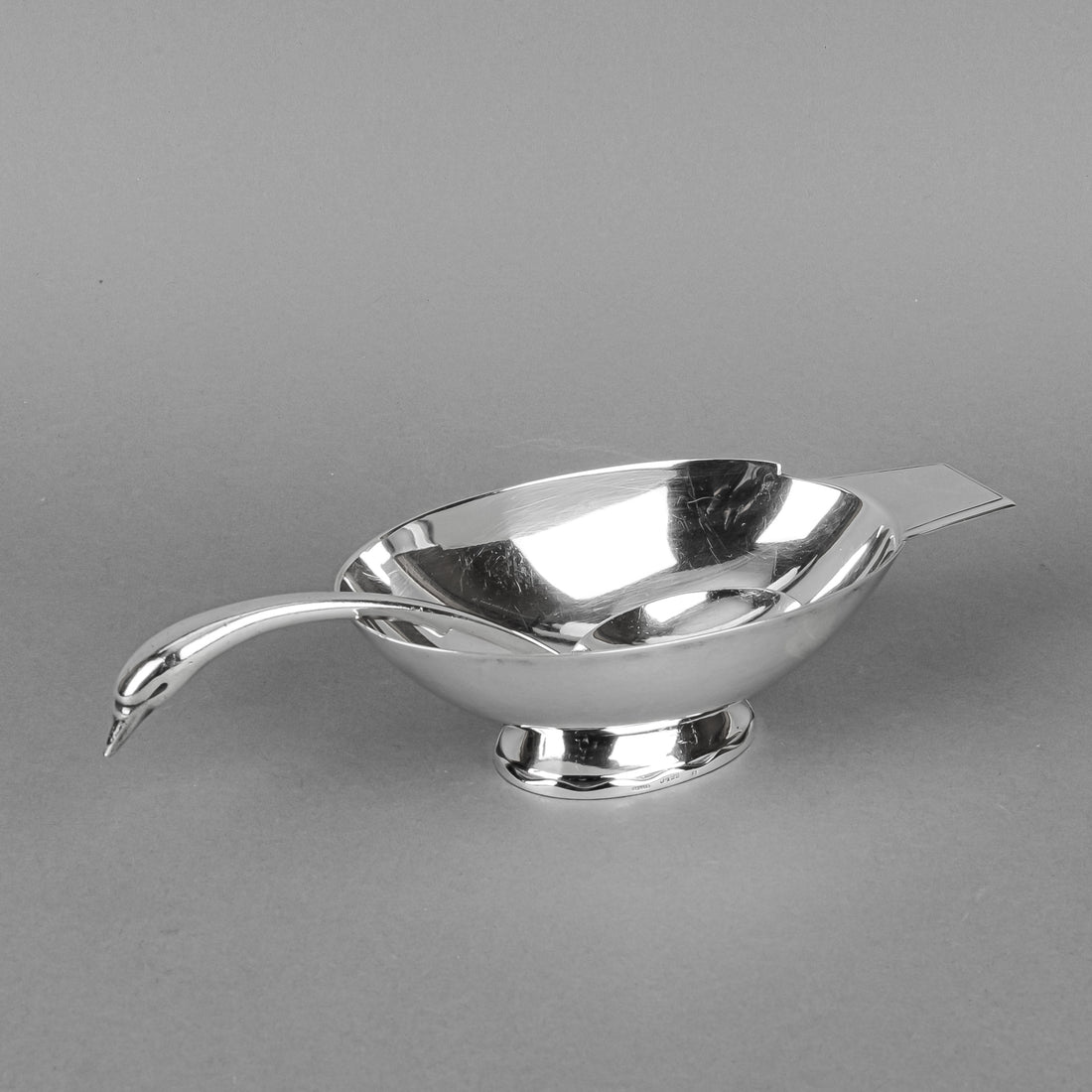 CHRISTOFLE C.Fjerdingstad Silver Plate Gravy Boat Swan & Ladle