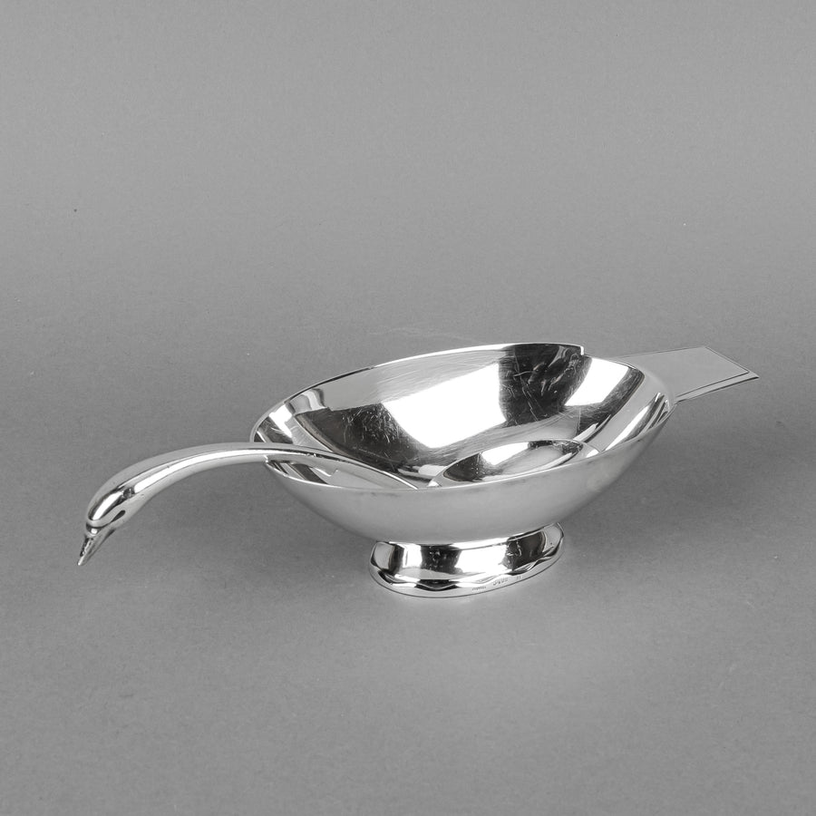 CHRISTOFLE C.Fjerdingstad Silver Plate Gravy Boat Swan & Ladle