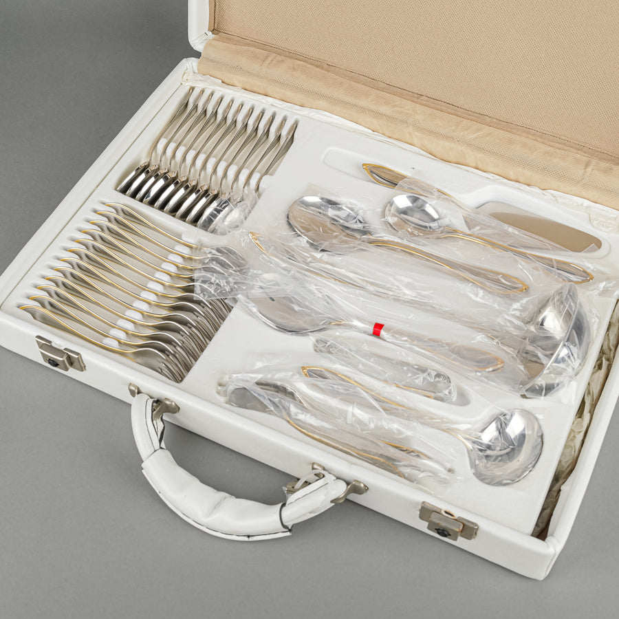 PICARD & WIELPUETZ Novara Gold Stainless Steel Flatware 12 Place Settings Plus Extras