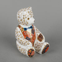 ROYAL CROWN DERBY Paperweight Imari Teddy Bear Blue Bow Tie