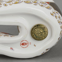 ROYAL CROWN DERBY Paperweight Imari Teddy Bear Blue Bow Tie