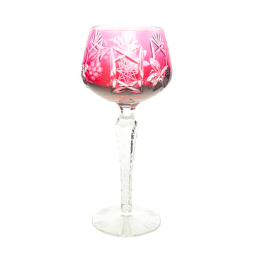 IMPERLUX Red Cased Cut To Clear Hock Wine Glasses Set/6
