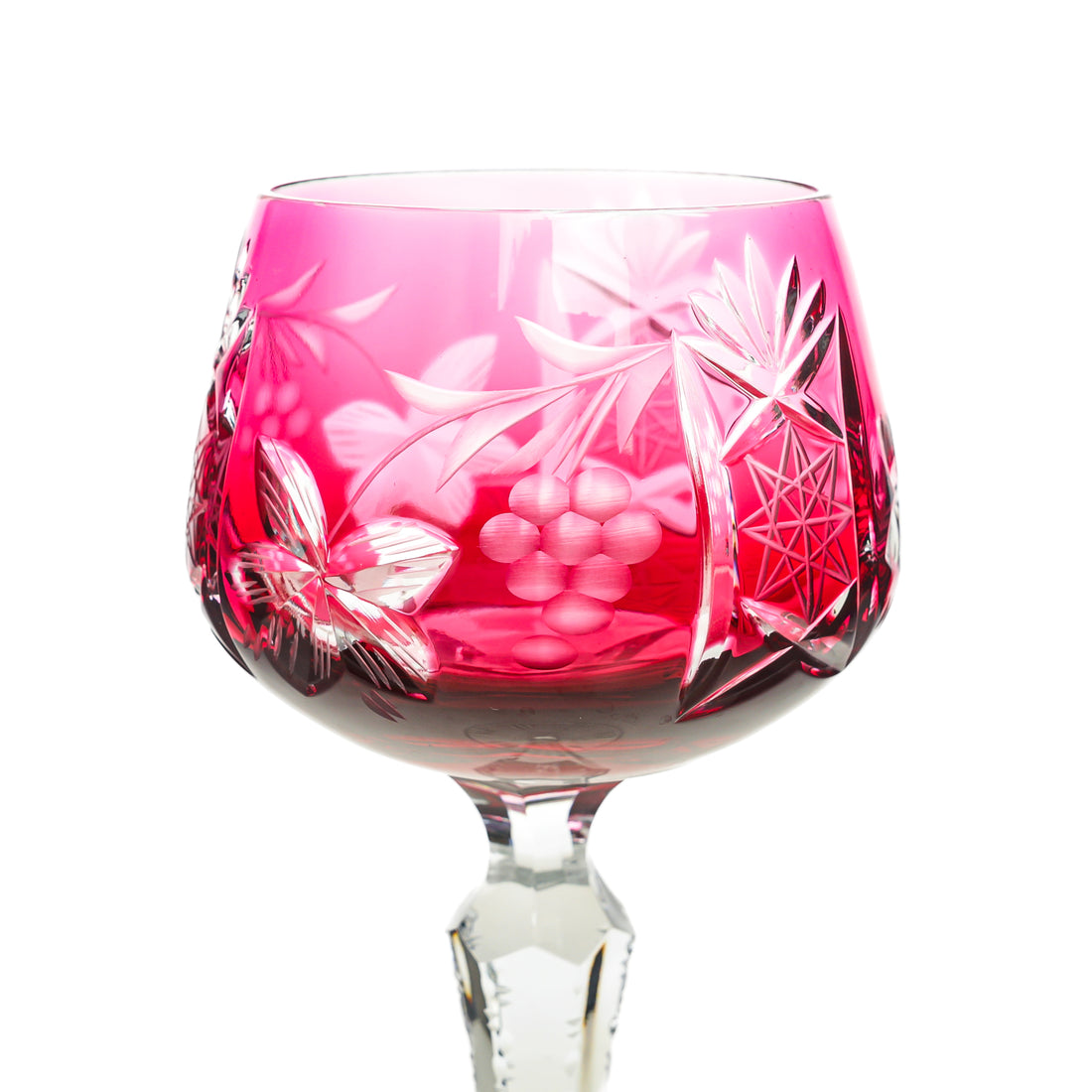 IMPERLUX Red Cased Cut To Clear Hock Wine Glasses Set/6