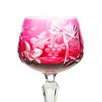 IMPERLUX Red Cased Cut To Clear Hock Wine Glasses Set/6