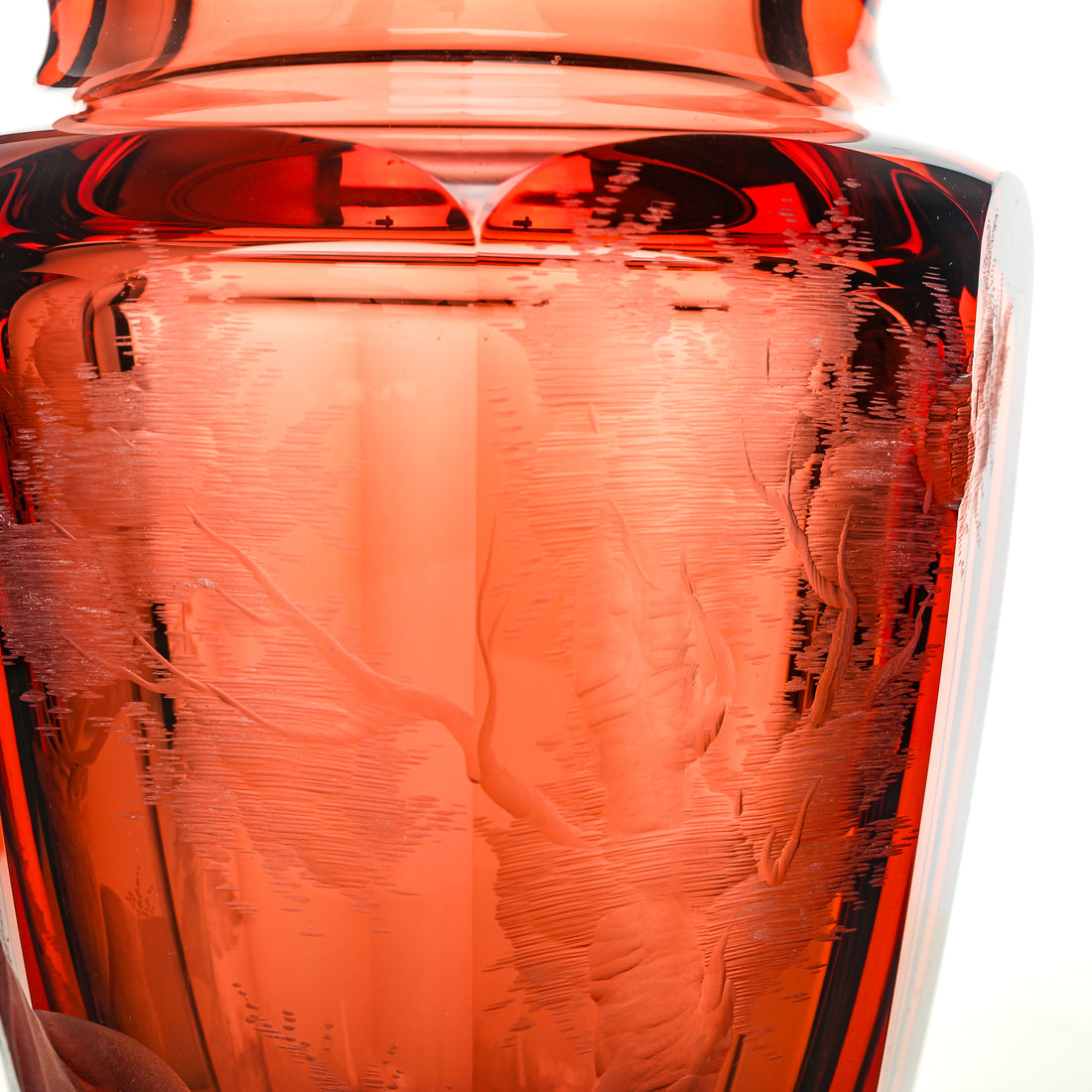 MOSER Etched Red Etenity Vase  Stag Motif
