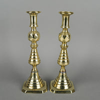 JAMES CLEWS & SONS Antique Beehive Brass Candlesticks Set of 2