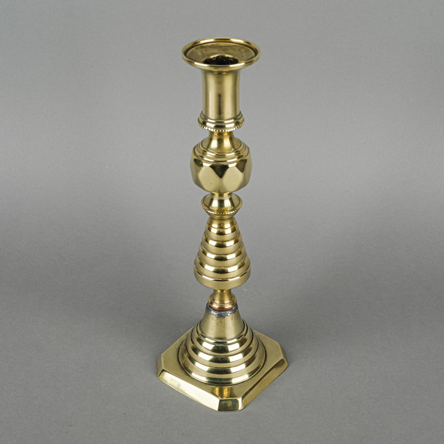 JAMES CLEWS & SONS Antique Beehive Brass Candlesticks Set of 2