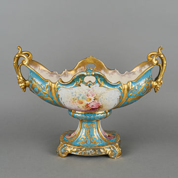 ROYAL BONN Hand Painted Floral Oval Pedestal Centrepiece Bowl