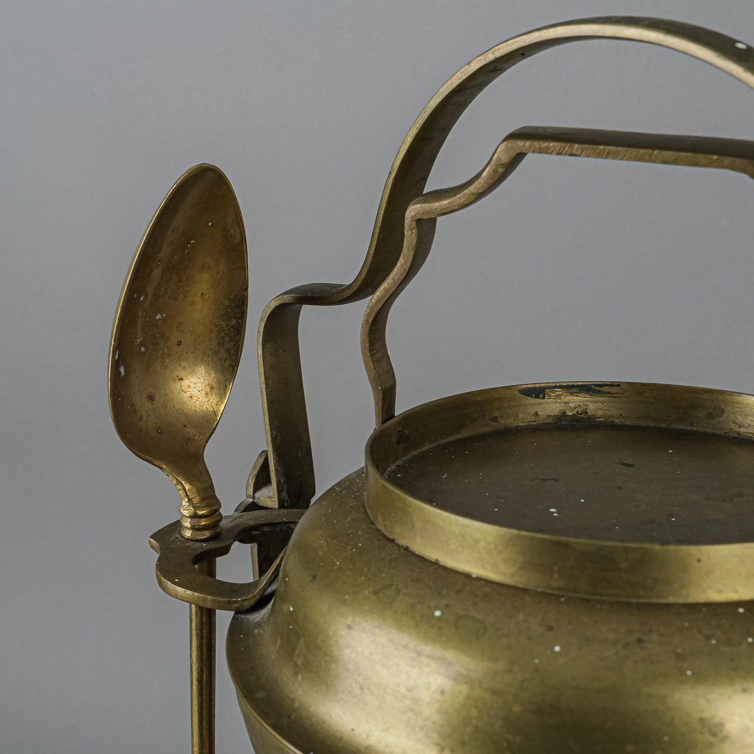 Asian Brass Tiffin Box With 3 Lidded Bowls,2 Spoons & Stand