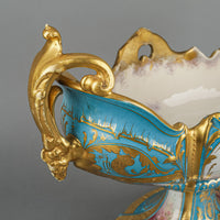 ROYAL BONN Hand Painted Floral Oval Pedestal Centrepiece Bowl