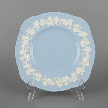 WEDGWOOD White On Blue Embossed Queens Ware Luncheon Plates