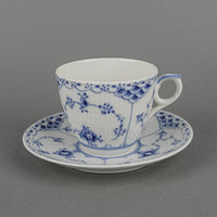 ROYAL COPENHAGEN Blue Fluted Half Lace Cup & Saucer