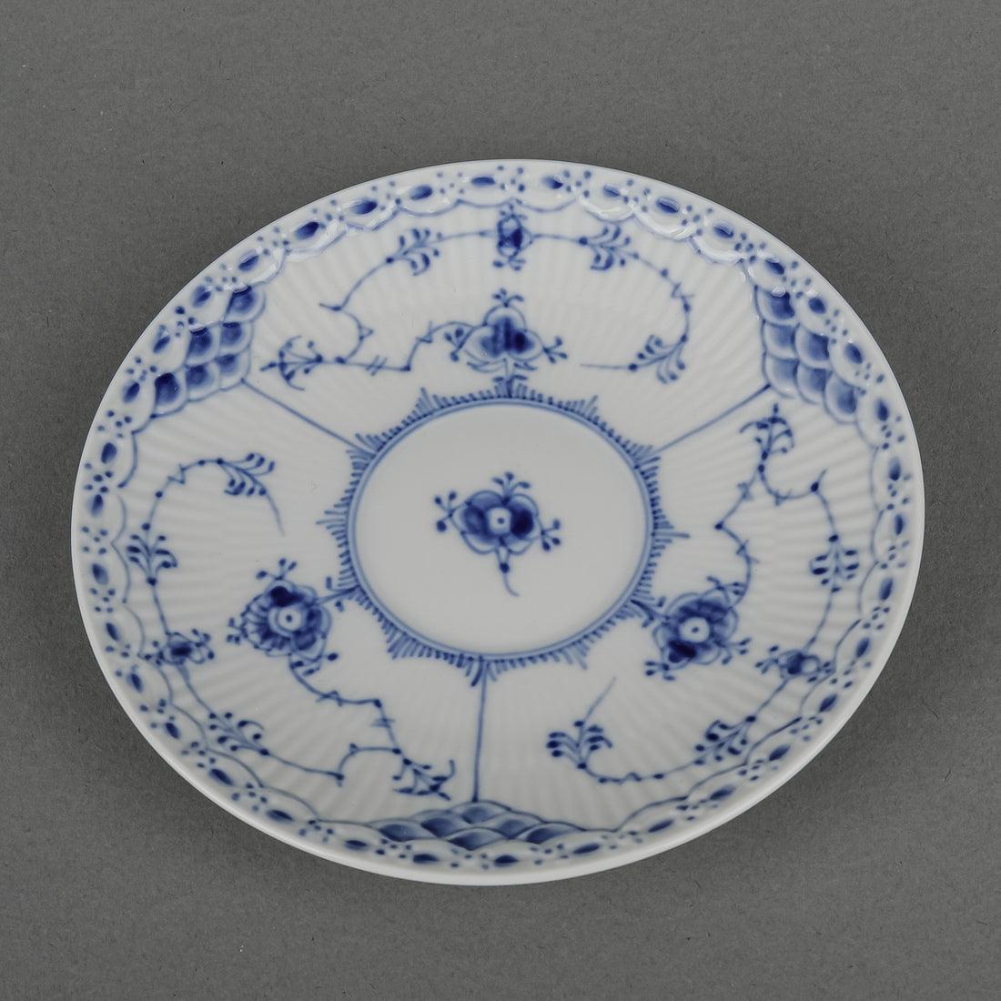 ROYAL COPENHAGEN Blue Fluted Half Lace Cup & Saucer