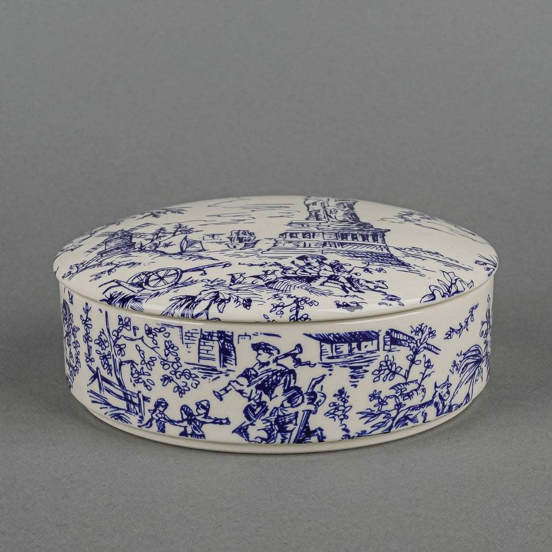 TIFFANY & CO New York Toile Round Covered Trinket Box