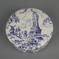 TIFFANY & CO New York Toile Round Covered Trinket Box