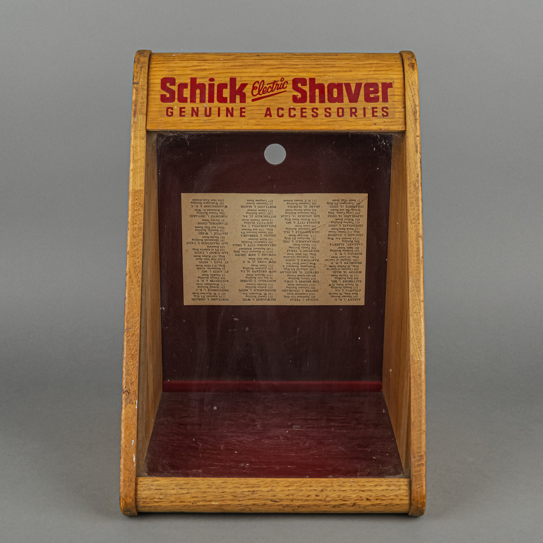 Vintage Schick Shave Table Top Oak Display