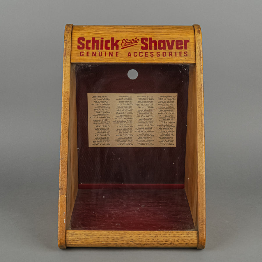 Vintage Schick Shave Table Top Oak Display