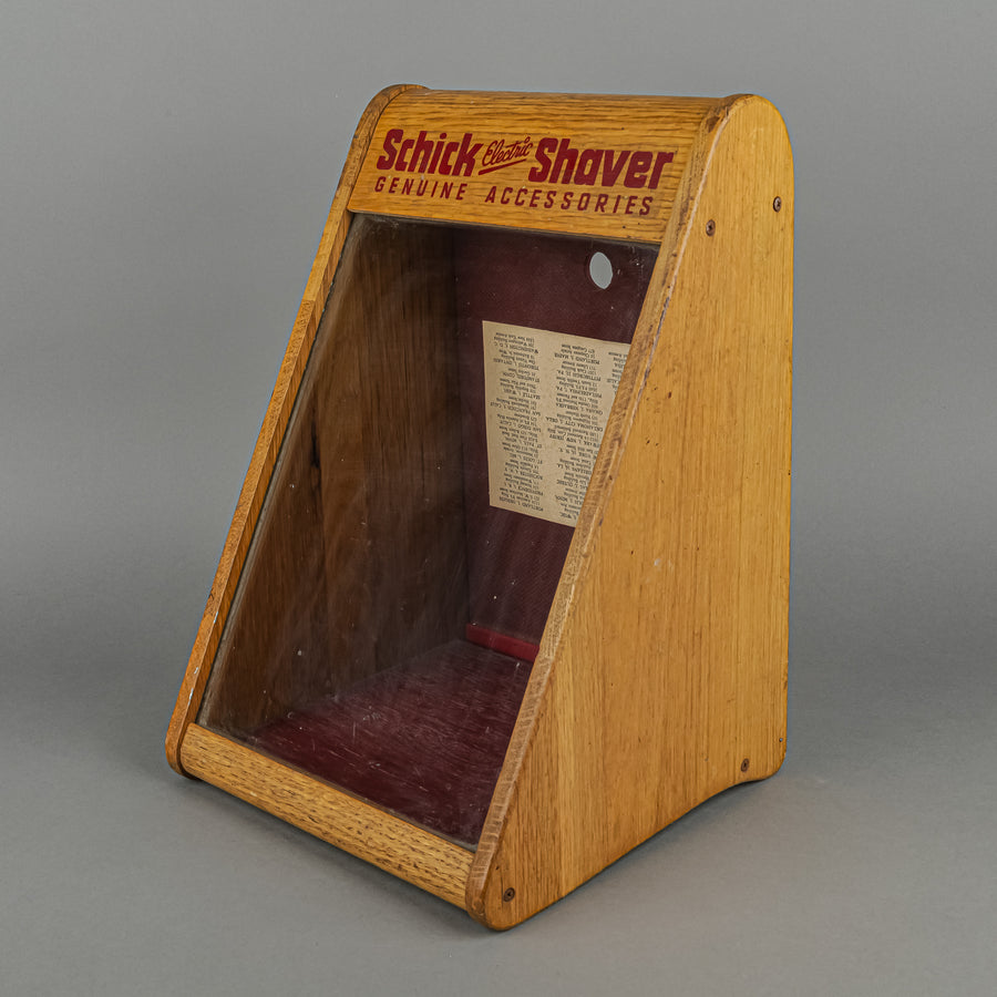 Vintage Schick Shave Table Top Oak Display