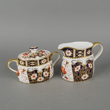 ROYAL CROWN DERBY Traditional Imari 2451 Cream & Covered Sugar