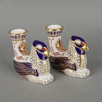 ROYAL CROWN DERBY Mythical Beast Griffin Candleholders Set Of 2