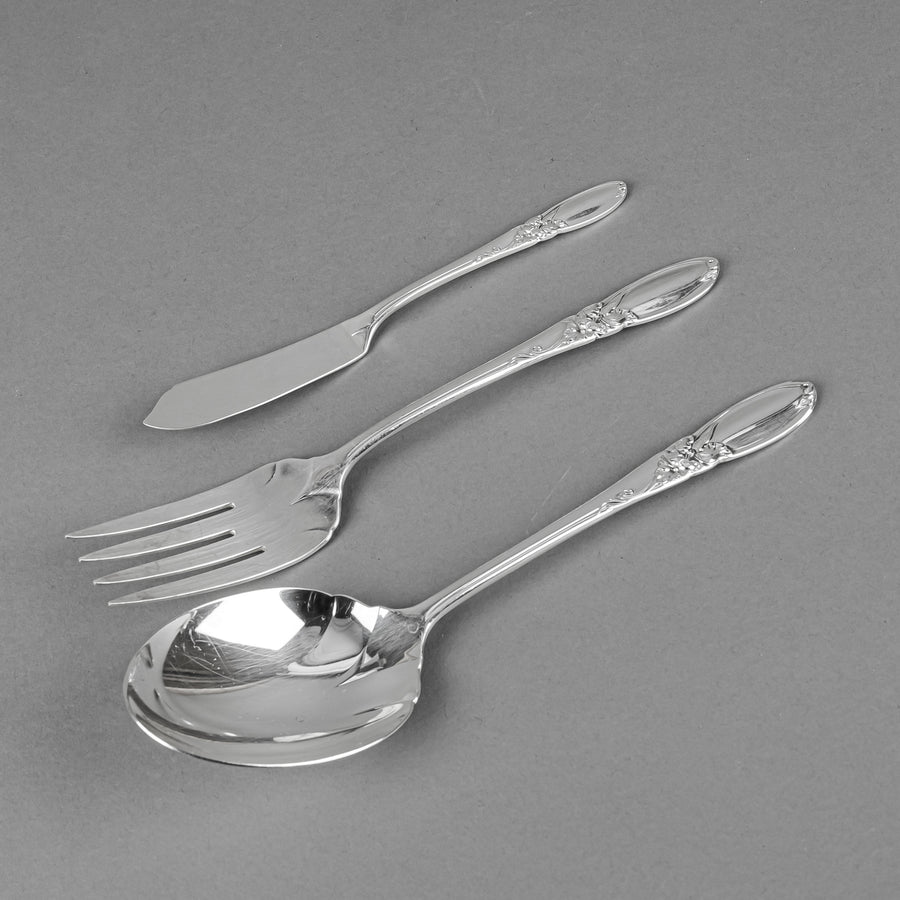 COMMUNITY PLATE White Orchid Silver Plate Flatware 12 Place Settings Plus Extras