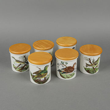 PORTMEIRION Birds Of Britain Spice Jars With Wooden Lids Set Of 6