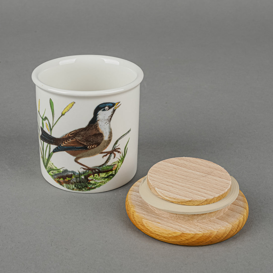 PORTMEIRION Birds Of Britain Spice Jars With Wooden Lids Set Of 6