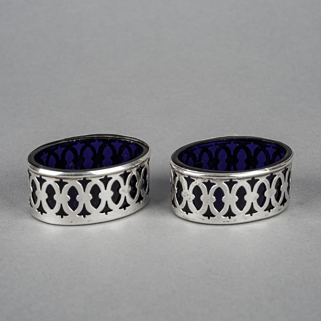 P W ELLIS & CO Sterling Salt Cellars With Liners Set Of 2