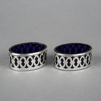 P W ELLIS & CO Sterling Salt Cellars With Liners Set Of 2