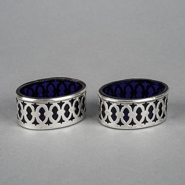 P W ELLIS & CO Sterling Salt Cellars With Liners Set Of 2
