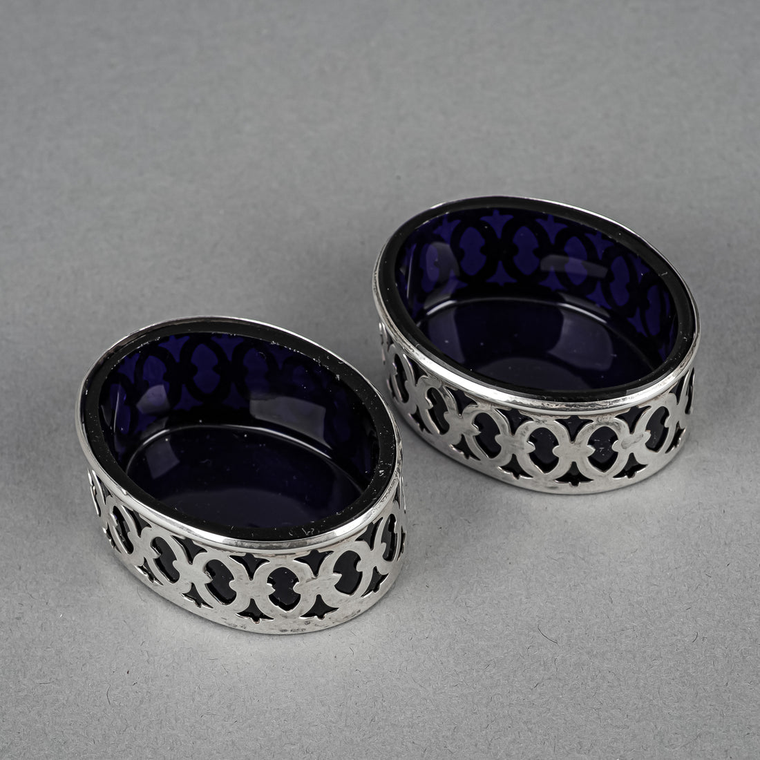 P W ELLIS & CO Sterling Salt Cellars With Liners Set Of 2