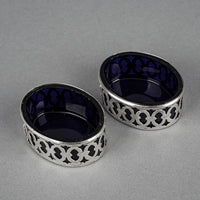 P W ELLIS & CO Sterling Salt Cellars With Liners Set Of 2