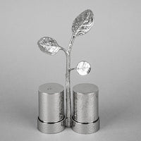 MICHAEL ARAM Botanical Leaf White Metal Salt & Pepper Shaker Set 3 Pieces