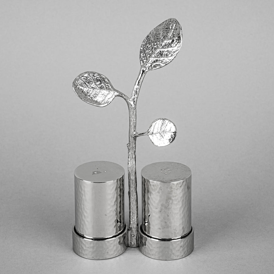 MICHAEL ARAM Botanical Leaf White Metal Salt & Pepper Shaker Set 3 Pieces
