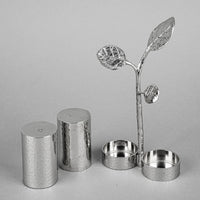 MICHAEL ARAM Botanical Leaf White Metal Salt & Pepper Shaker Set 3 Pieces