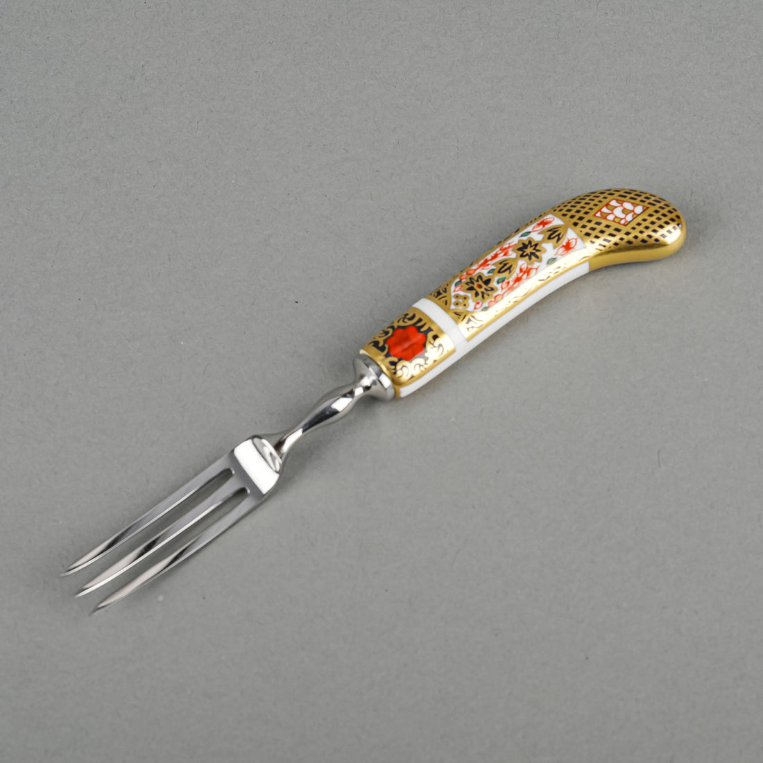 ROYAL CROWN DERBY Old Imari 1128 Ceramic Handle Stainless Steel Pastry Forks Set Of 6