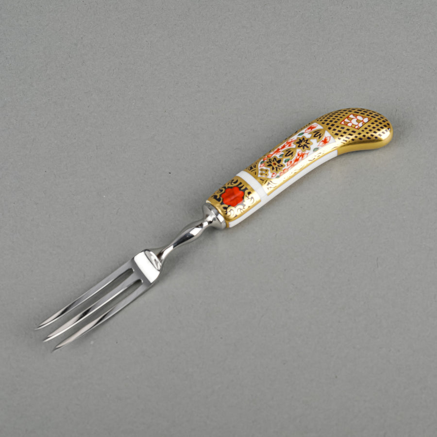 ROYAL CROWN DERBY Old Imari 1128 Ceramic Handle Stainless Steel Pastry Forks Set Of 6