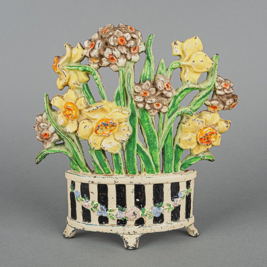 HUBLEY Painted Cast Iron Doorstop - Spring Flower Motif