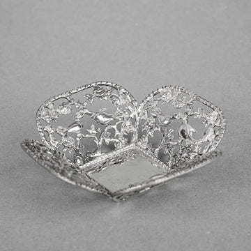 800 Silver Pierced Lovebirds & Roses Trinket Dish