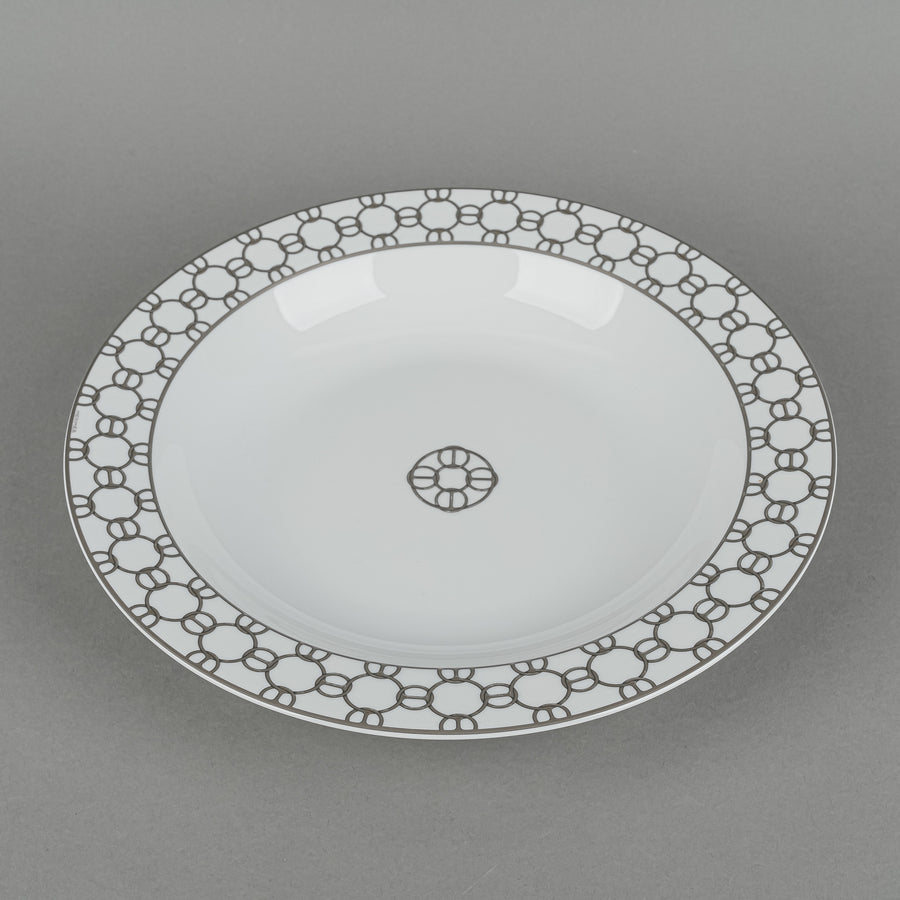 HERMES Fil d'Argent Round Rimmed Serving Bowl