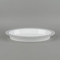 HERMES Fil d'Argent Oval Rimmed Serving Bowl