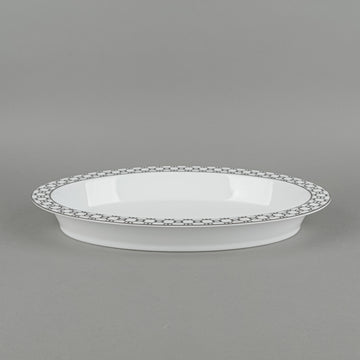 HERMES Fil d'Argent Oval Rimmed Serving Bowl