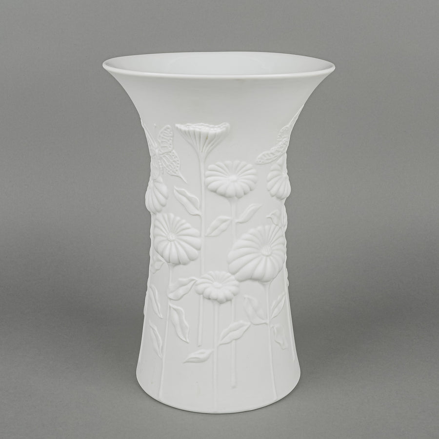 KAISER M.Frey White Bisque Floral Op Art Vase 0623