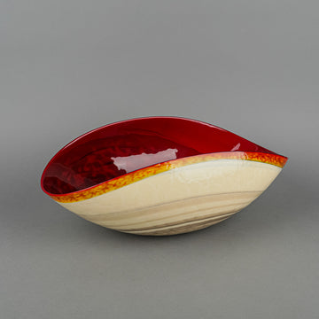 YALOS MURANO 'Rouge' Art Glass Fold Bowl