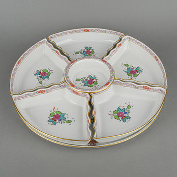HEREND Chinese Bouquet 7 Piece Hors D'oeuvre Dish Set