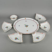 HEREND Chinese Bouquet 7 Piece Hors D'oeuvre Dish Set