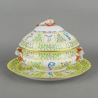 HEREND Yellow Dynasty Covered Soup Tureen & Undertray