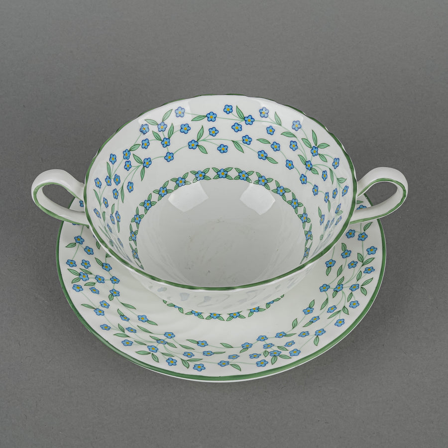 AYNSLEY Forget Me Not Cream Soup & Saucers Set of 8 - 16pcs