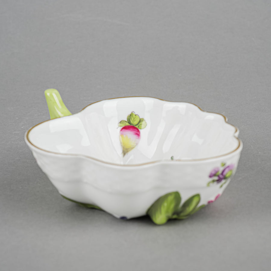 HEREND Fruits & Flowers Leaf Shaped Sugar Bowl