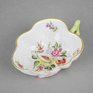 HEREND Fruits & Flowers Leaf Shaped Sugar Bowl